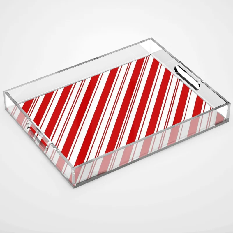 Peppermint Candy Cane Acrylic Tray